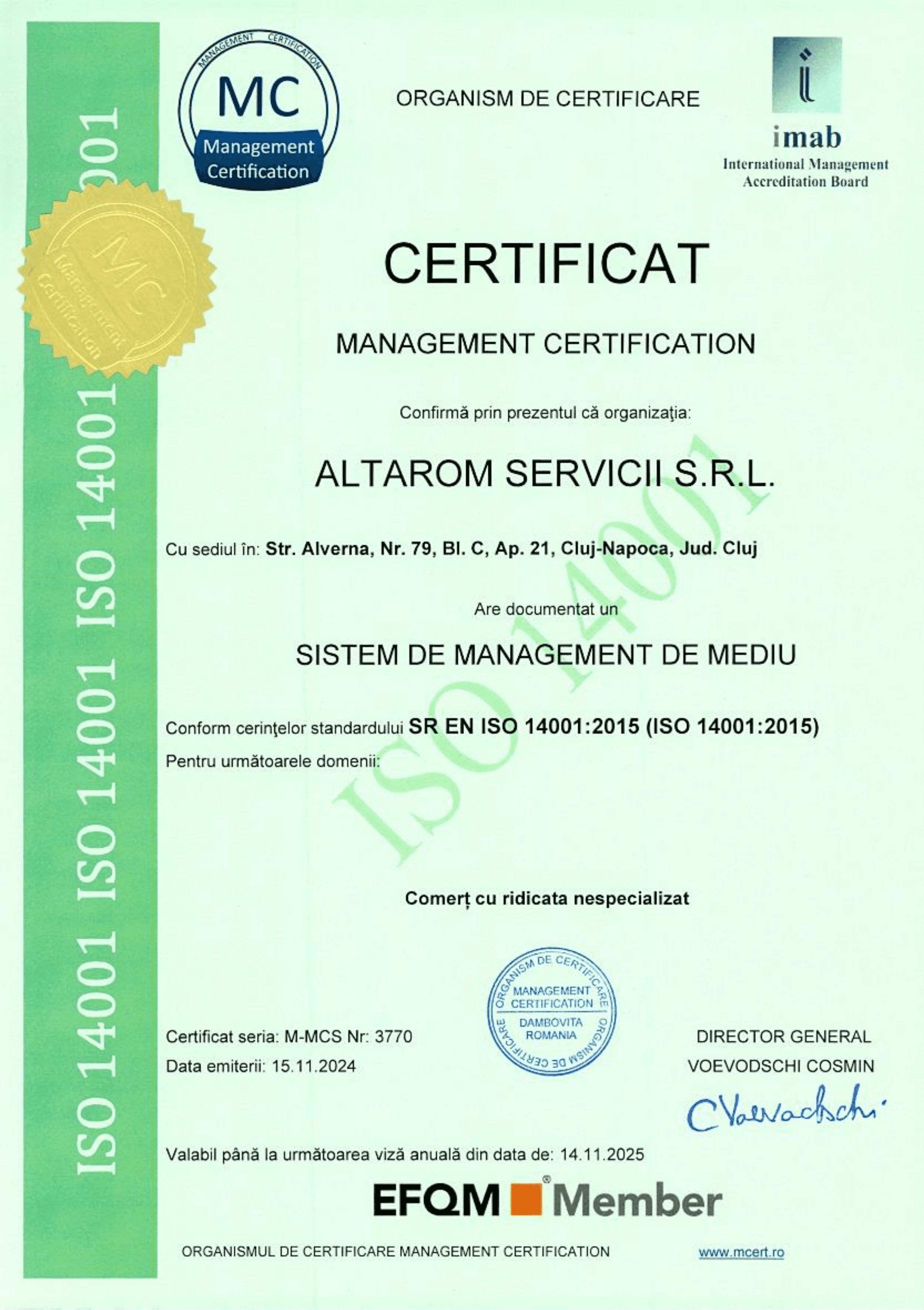 ISO 14001 Certificate